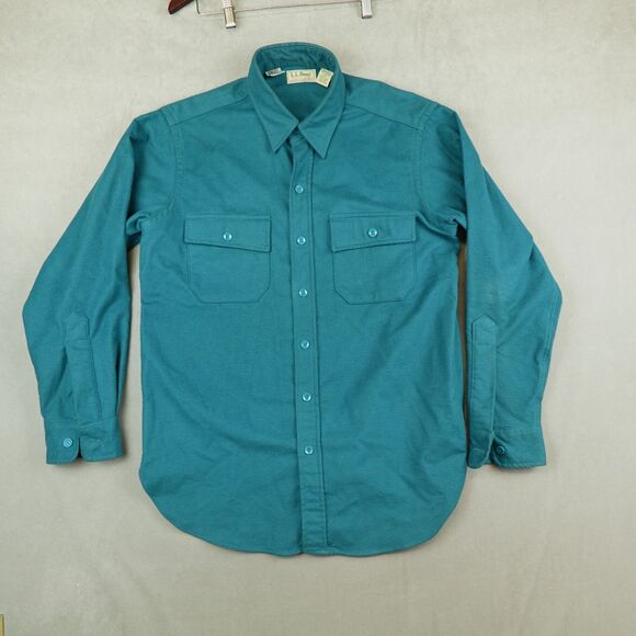 L.L. Bean Other - Vintage LL Bean Chamois Cloth Shirt Mens Sz 15.5 Made in USA Blue Flannel